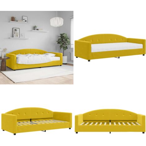 Sofá cama con colchón terciopelo amarillo 90x200 cm - Sofá cama 2 en 1 - Sofá cama con colchón