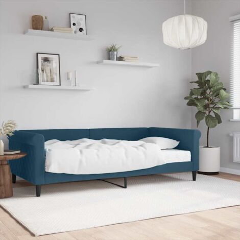 Sofá cama con colchón terciopelo azul 100x200 cm