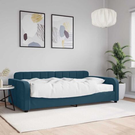 Sofá cama con colchón terciopelo azul 100x200 cm