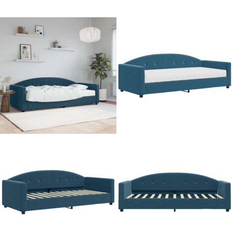 Sofá cama con colchón terciopelo azul 90x200 cm - Sofá cama azul - Sofá cama con colchón