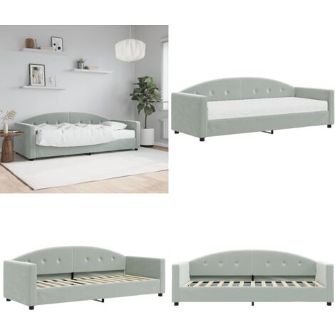 Sofá cama con colchón terciopelo gris claro 80x200 cm - Sofá cama 2 en 1 - Sofá cama con colchón