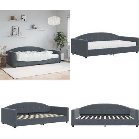 Sofá cama con colchón terciopelo gris oscuro 100x200 cm - Sofá cama 2 en 1 - Sofá cama con colchón