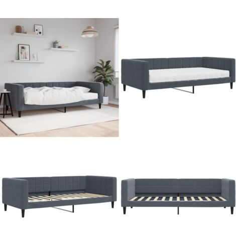 Sofá cama con colchón terciopelo gris oscuro 100x200 cm - Sofá cama 2 en 1 - Sofá cama con colchón