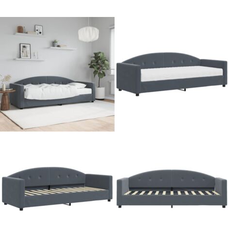 Sofá cama con colchón terciopelo gris oscuro 80x200 cm - Sofá cama 2 en 1 - Sofá cama con colchón