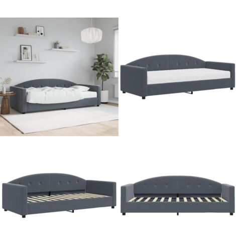 Sofá cama con colchón terciopelo gris oscuro 90x200 cm - Sofá cama 2 en 1 - Sofá cama con colchón