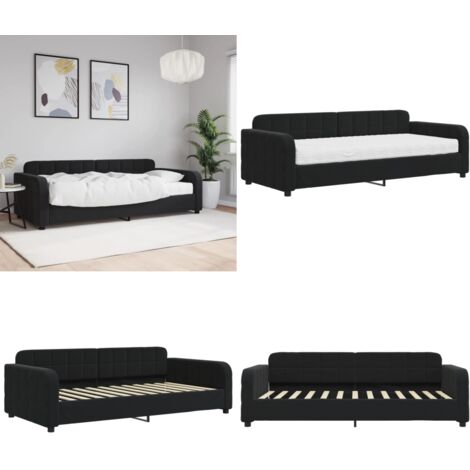 Sofá cama con colchón terciopelo negro 90x200 cm - Sofá cama 2 en 1 - Sofá cama con colchón