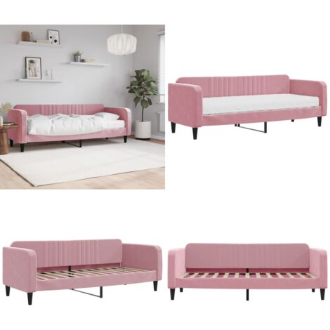 Sofá cama con colchón terciopelo rosa 80x200 cm - Sofá cama rosa - Sofá cama 2 en 1