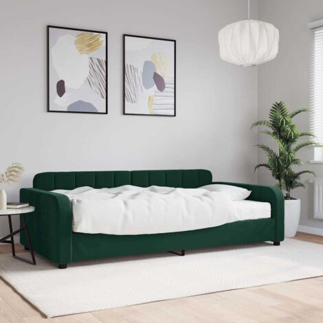 Sofá cama con colchón terciopelo verde oscuro 100x200 cm