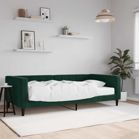 Sofá cama con colchón terciopelo verde oscuro 100x200 cm