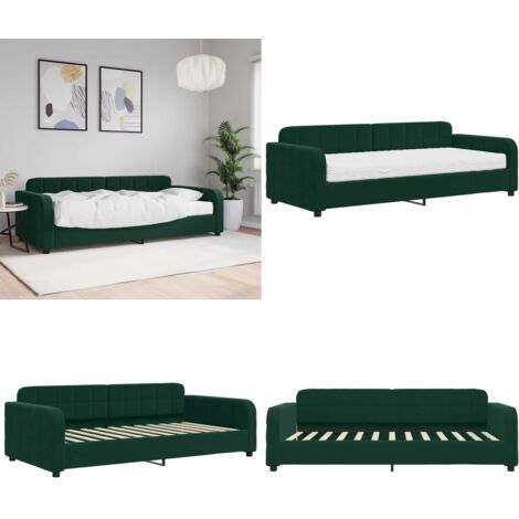 Sofá cama con colchón terciopelo verde oscuro 90x200 cm - Sofá cama 2 en 1 - Sofá cama con colchón