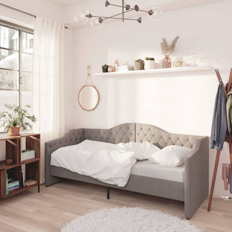 

BHD - Sofá cama con colchón USB de tela gris claro 90x200 cm