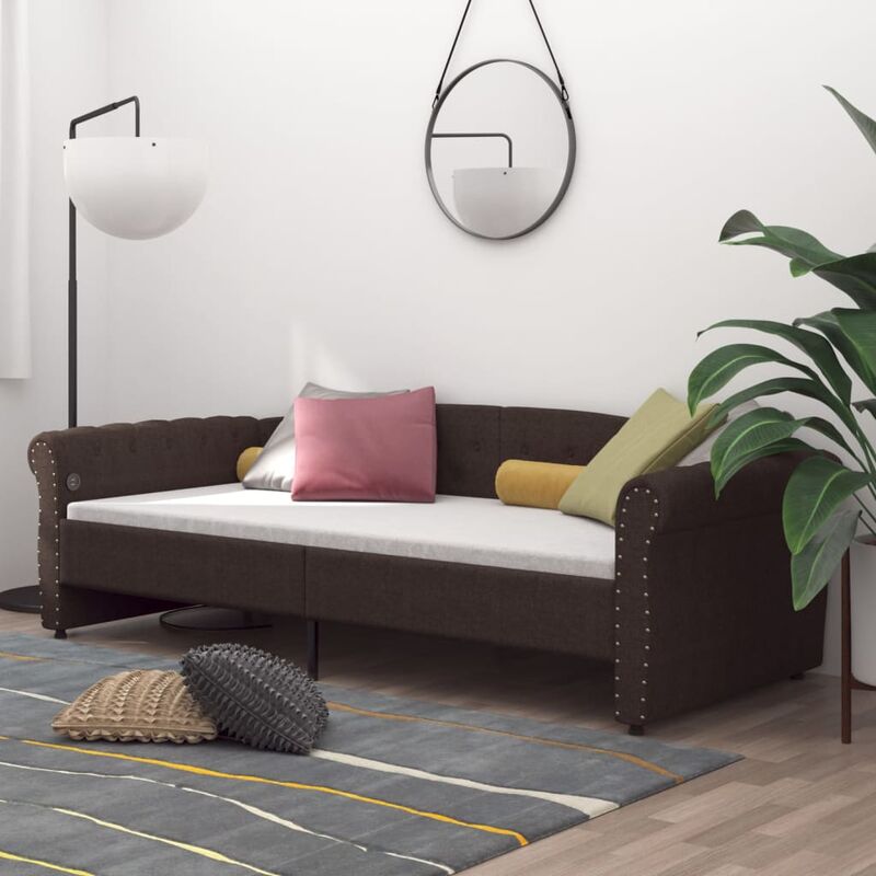 

Sofá cama con colchón USB de tela marrón oscuro 90x200 cm