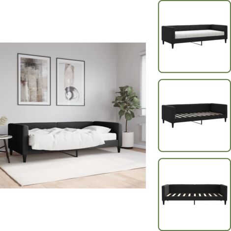 Sofá cama con colchón - vidaXL Sofá cama con colchón tela negro 90x190 cm - Sofá cama con espuma