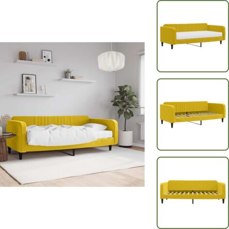 Sofá cama con colchón - vidaXL Sofá cama con colchón terciopelo amarillo 100x200 cm - Sofá cama 2 en 1