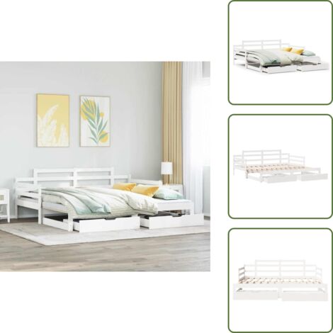 Sofá cama con colchón - vidaXL Sofá cama nido con cajones sin colchón blanco 80x200 cm - Cama de invitados