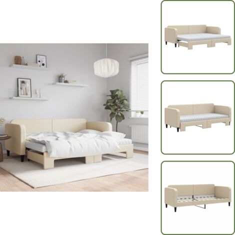 Sofá cama con colchón - vidaXL Sofá cama nido con colchón tela crema 80x200 cm - Sofá cama doble