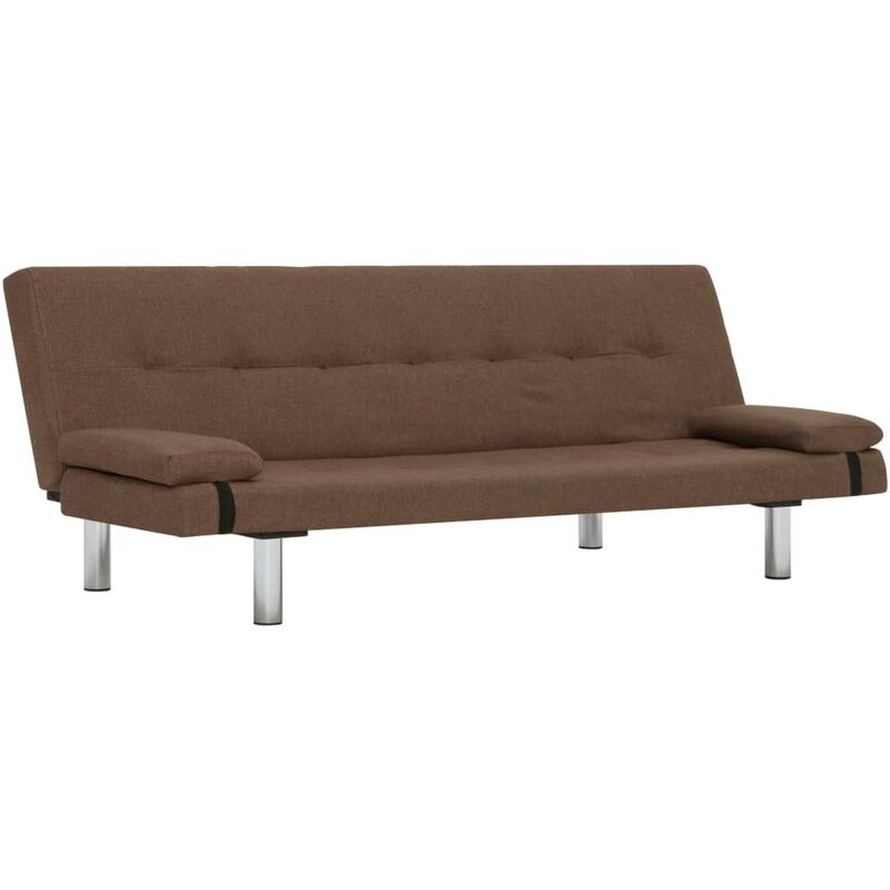 

Sofá Cama con Dos Almohadas de Poliéster Marrón - Marrón - Vidaxl