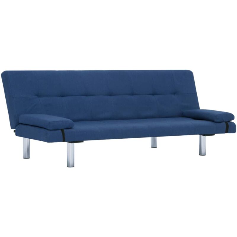 

vidaXL Sofá Cama con Dos Almohadas de Poliéster Azul - Azul