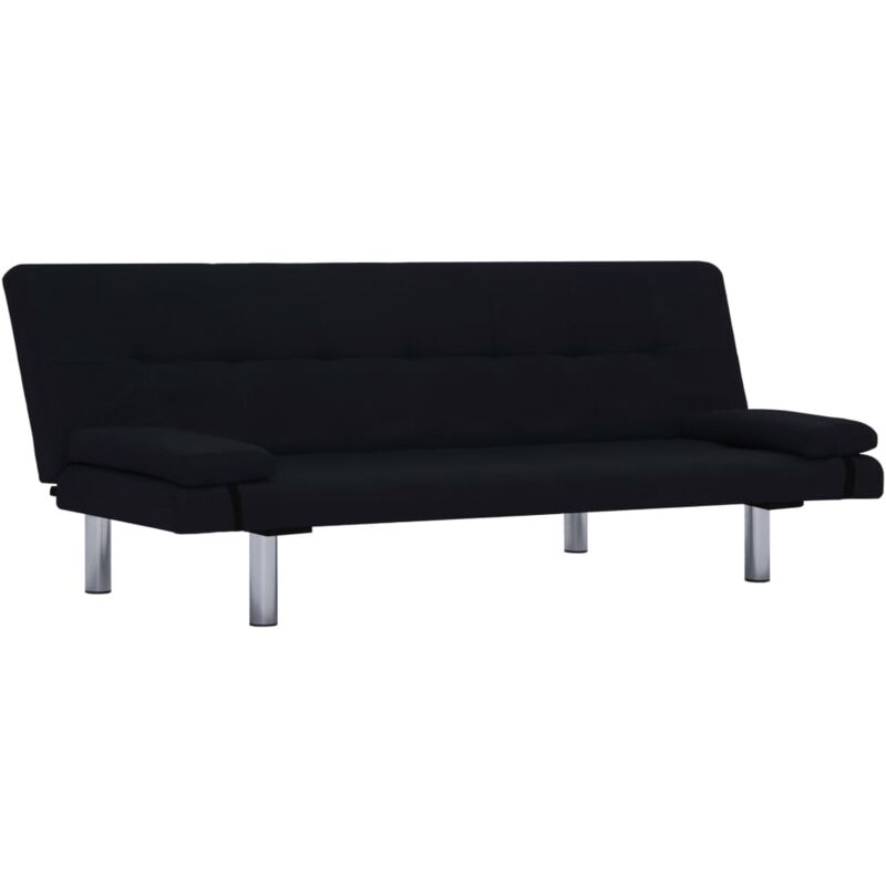 

Sofá Cama con Dos Almohadas de Poliéster Negro - Negro - Vidaxl