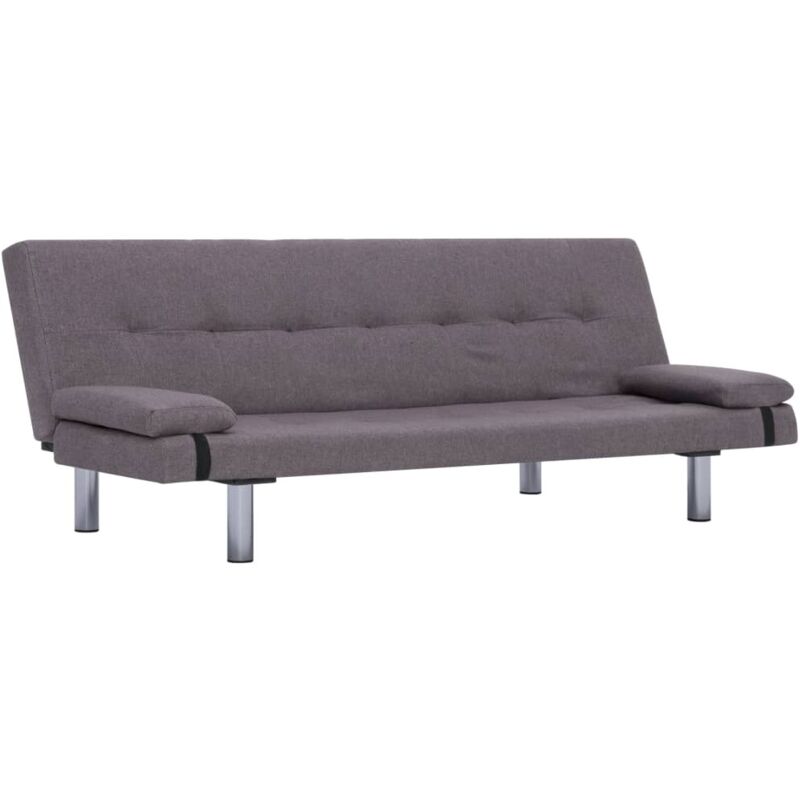 

Sofá Cama con Dos Almohadas de Poliéster Gris Topo - Gris Topo - Vidaxl