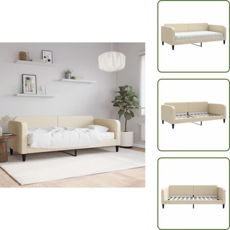 Sofá cama con espuma - vidaXL Sofá cama con colchón tela crema 100x200 cm - Sofá cama para salón