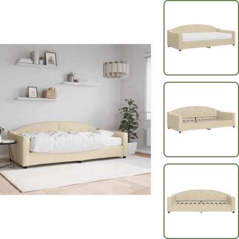 Sofá cama con espuma - vidaXL Sofá cama con colchón tela crema 90x200 cm - Sofá cama para salón