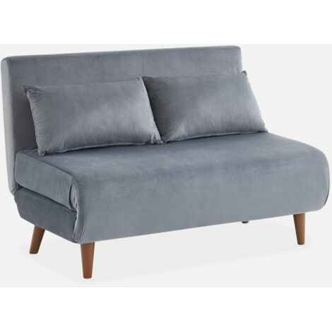 Sofá cama con patas de madera, 2 plazas