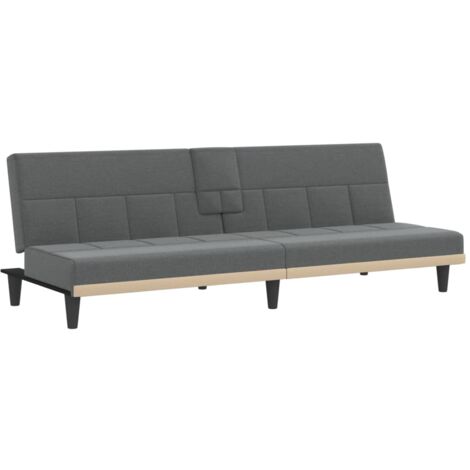 Sofá cama con portavasos tela gris oscuro 020020423