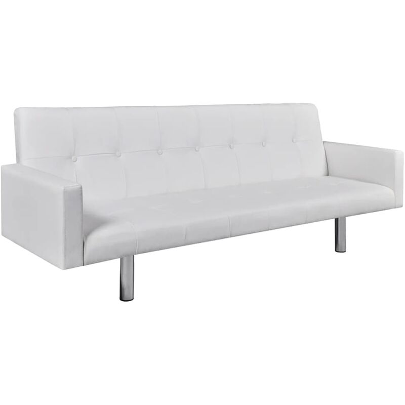 

Sofá Cama con Reposabrazos de Cuero Sintético Blanco - Blanco - Vidaxl