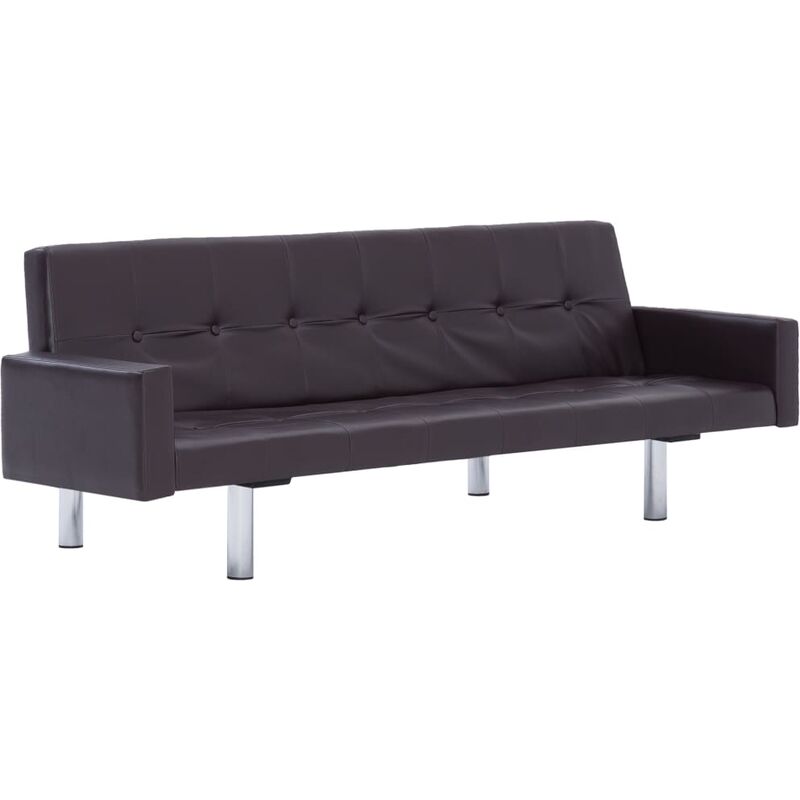 

vidaXL Sofá Cama con Reposabrazos de Cuero Sintético Marrón - Marrón