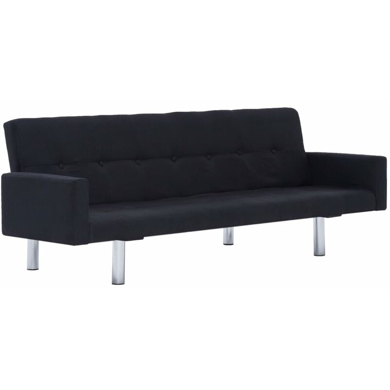 

Sofá Cama con Reposabrazos de Poliéster Negro - Negro - Vidaxl