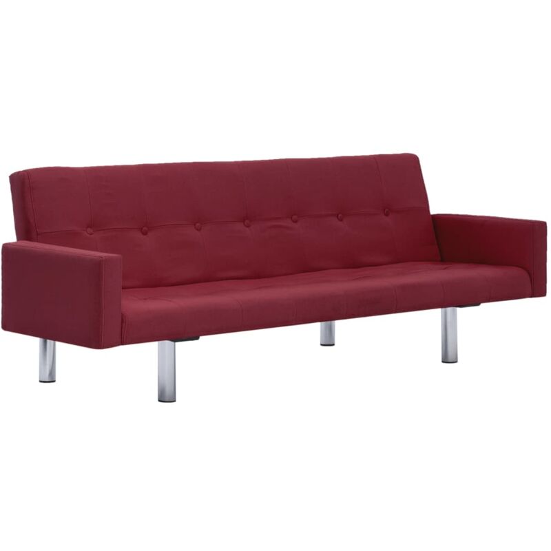 

Sofá Cama con Reposabrazos de Poliéster Vino Tinto - Rojo - Vidaxl