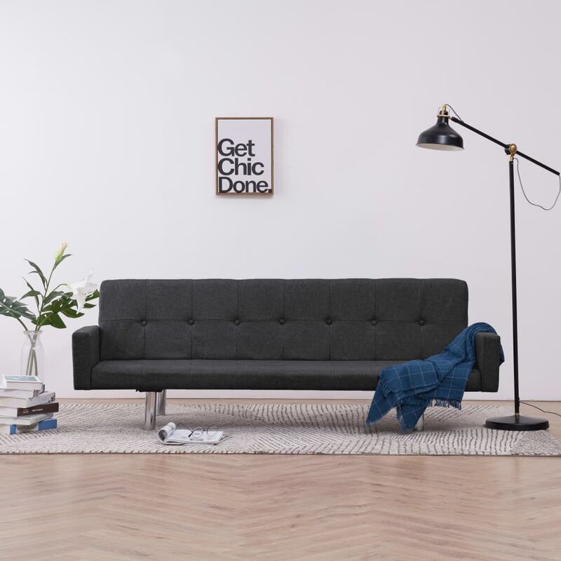 

Sofá cama con reposabrazos de poliéster gris oscuro