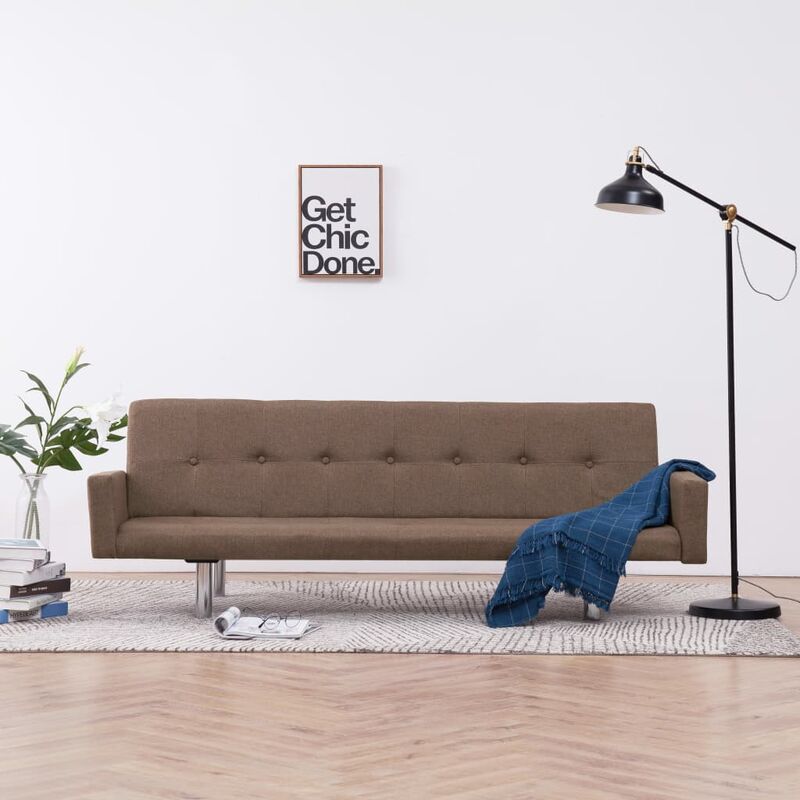 

Sofa cama con reposabrazos de poliester marron