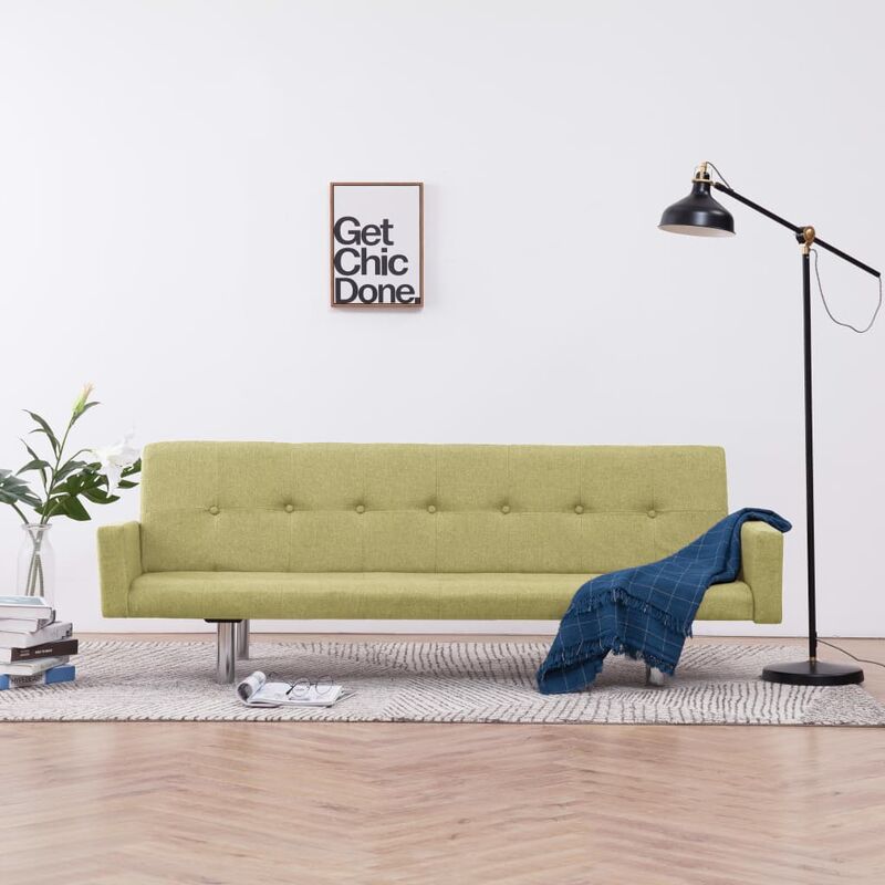 

Sofa cama con reposabrazos de poliester verde