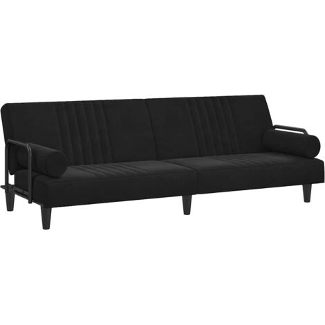 Sofá cama con reposabrazos terciopelo negro vidaXL