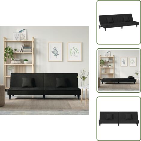 Sofá cama con respaldo ajustable - vidaXL Sofá cama de terciopelo negro - Sofá cama cómodo