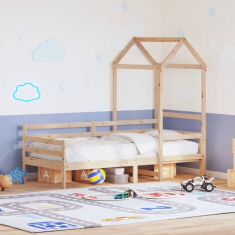 Sofá cama con techo de madera maciza de pino 80x200 cm