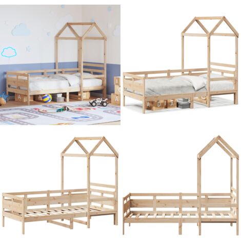 Sofá cama con techo de madera maciza de pino 80x200 cm - Cama con techo - Madera de pino
