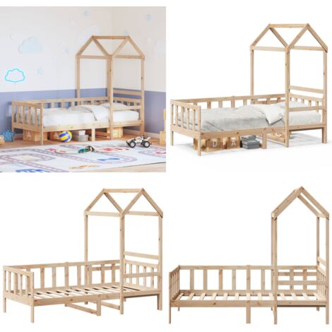 Sofá cama con techo de madera maciza de pino 80x200 cm - Cama con techo - Madera maciza