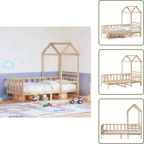 Sofá cama con techo - vidaXL Sofá cama con techo de madera maciza de pino 80x200 cm - Cama para niños