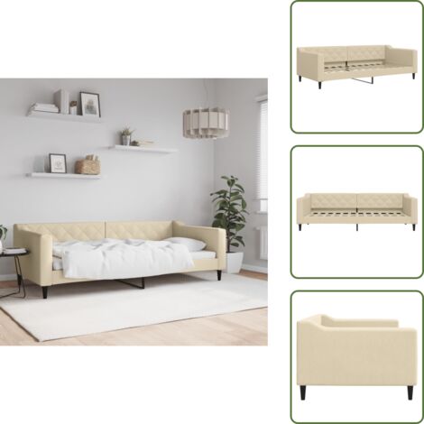 Sofá cama crema - vidaXL Sofá cama sin colchón tela crema 90x200 cm - Sofá cama con espuma
