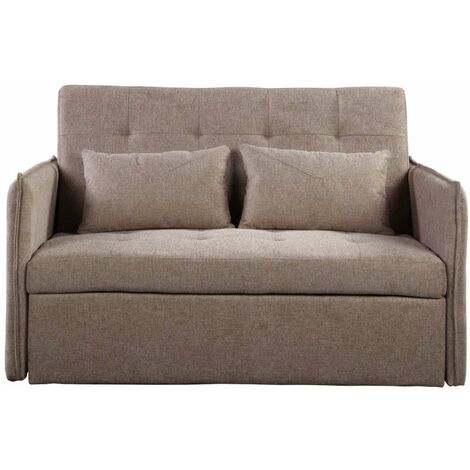 Sofá cama Curvo acabado marrón jaspeado. 92cm (alto) 131cm(ancho) 94cm(fondo)