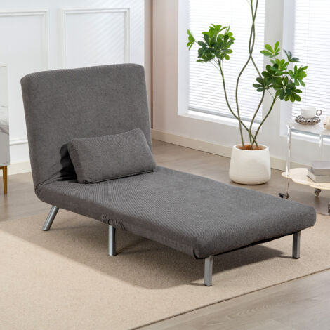 Sofá Cama de 1 Plazas Plegable Tapizado en Chenilla con Respaldo Ajustable de 5 Niveles 80x75x83 cm Negro