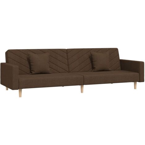 Sofá cama de 2 plazas con dos almohadas tela marrón vidaXL