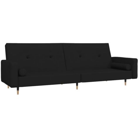Sofá cama de 2 plazas con dos almohadas terciopelo negro vidaXL