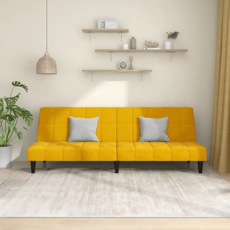 Sofá cama de 2 plazas terciopelo amarillo vidaXL
