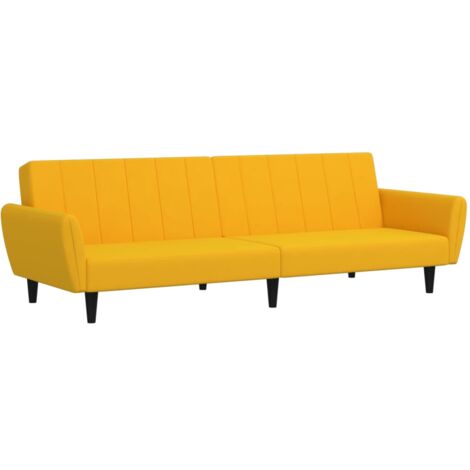 Sofá cama de 2 plazas terciopelo amarillo vidaXL