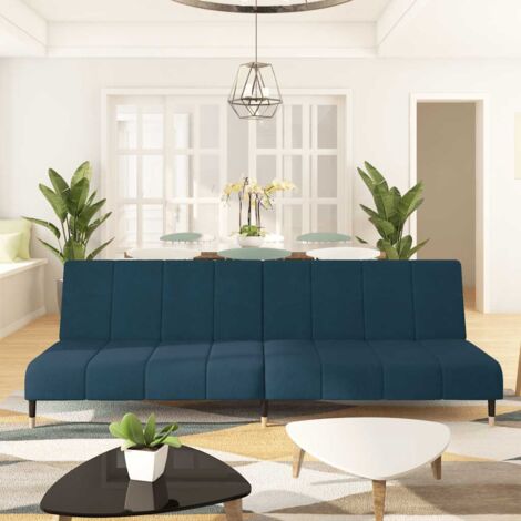 Sofá cama de 2 plazas terciopelo azul vidaXL