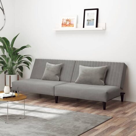 Sofá cama de 2 plazas terciopelo gris claro vidaXL
